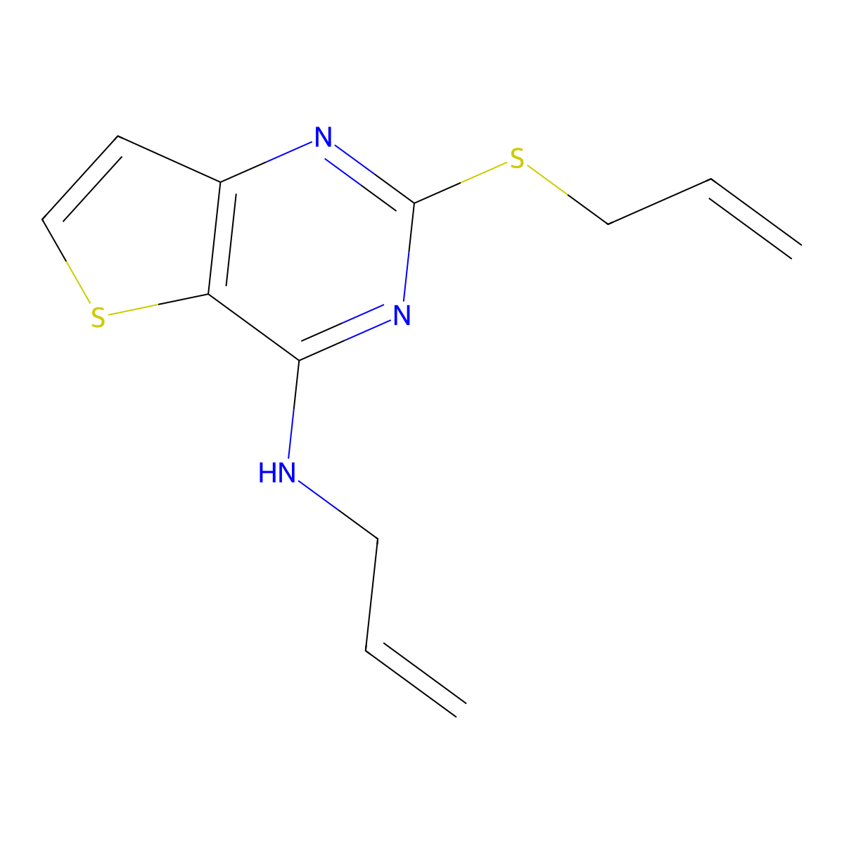N-allyl-2-(allylsulfanyl)thieno[3,2-d]pyrimidin-4-amine molecular structure, CAS 478067-59-3