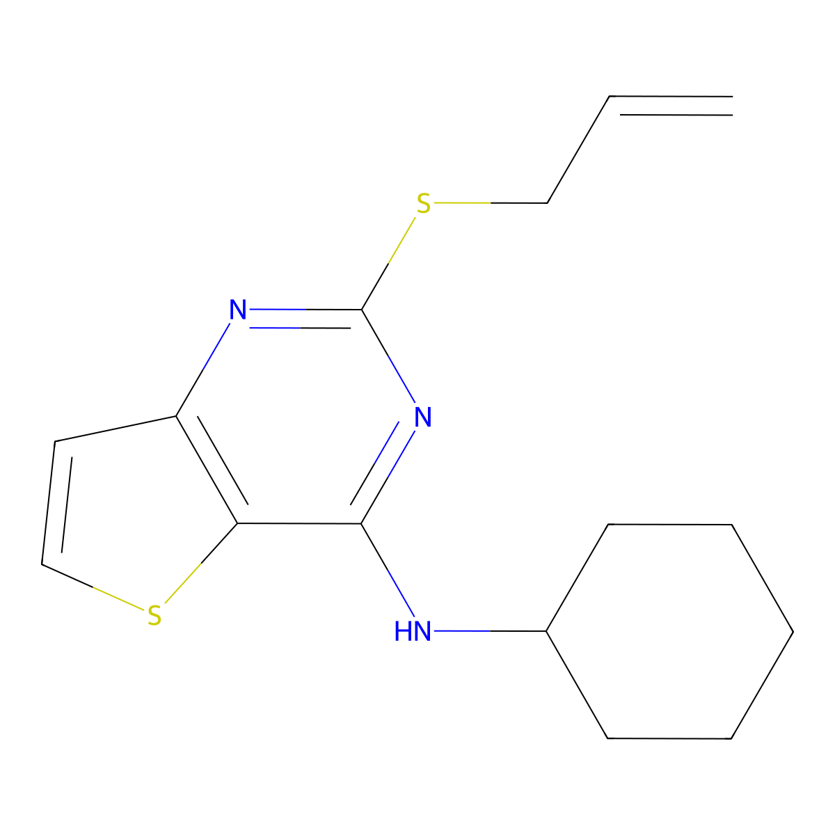 2-(allylsulfanyl)-N-cyclohexylthieno[3,2-d]pyrimidin-4-amine molecular structure, CAS 478067-63-9