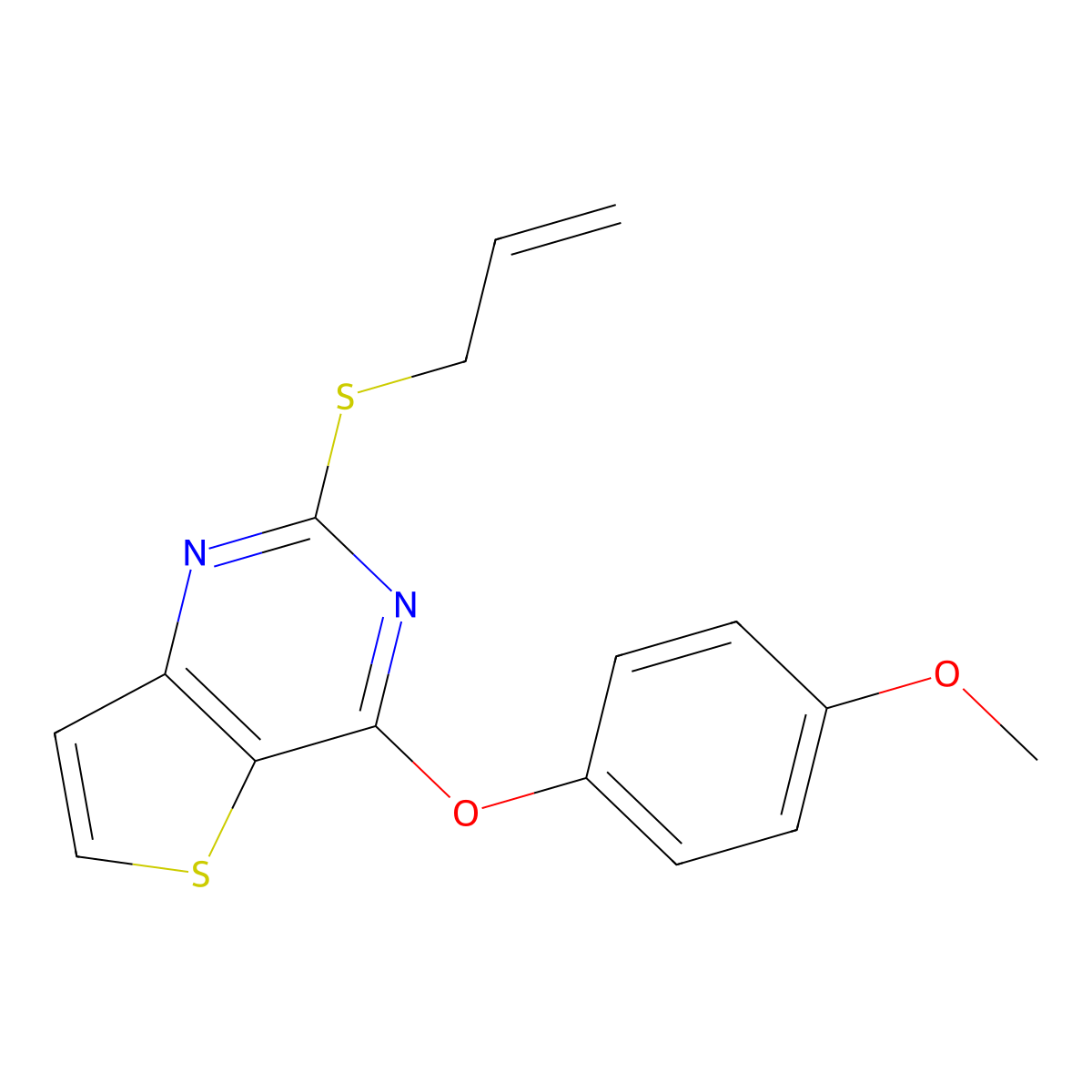2-(Allylsulfanyl)-4-(4-methoxyphenoxy)thieno[3,2-d]pyrimidine molecular structure, CAS 478067-65-1