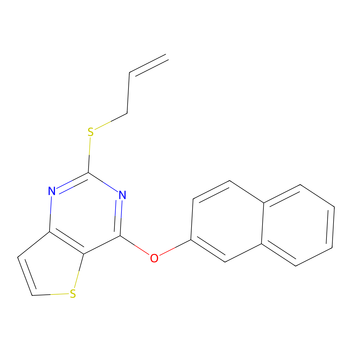 2-(Allylsulfanyl)-4-(2-naphthyloxy)thieno[3,2-d]pyrimidine molecular structure, CAS 478067-66-2