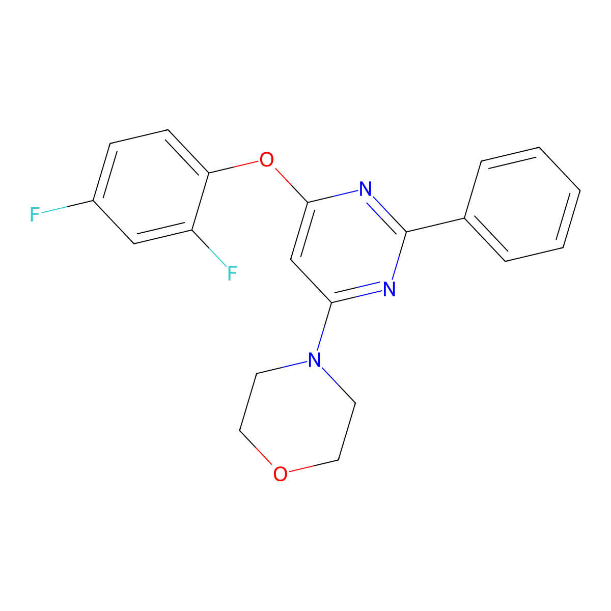 4-[6-(2,4-Difluorophenoxy)-2-phenylpyrimidin-4-yl]morpholine molecular structure, CAS 478067-70-8