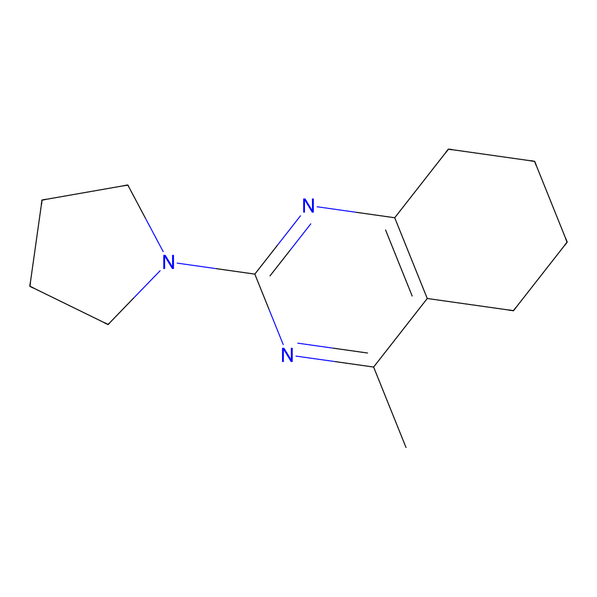 4-Methyl-2-(1-pyrrolidinyl)-5,6,7,8-tetrahydroquinazoline molecular structure, CAS 478067-72-0