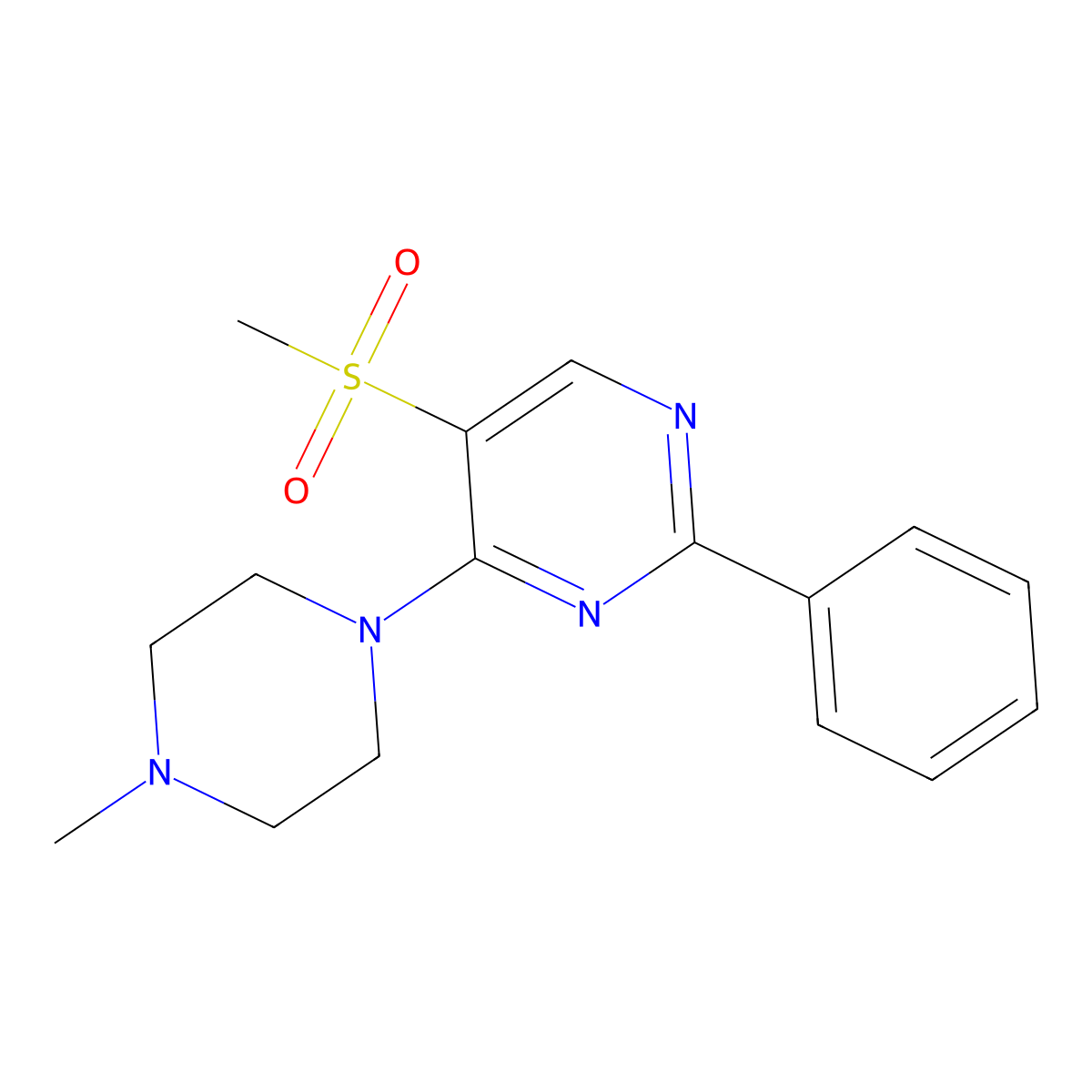 4-(4-Methylpiperazino)-5-(methylsulfonyl)-2-phenylpyrimidine molecular structure, CAS 478067-75-3