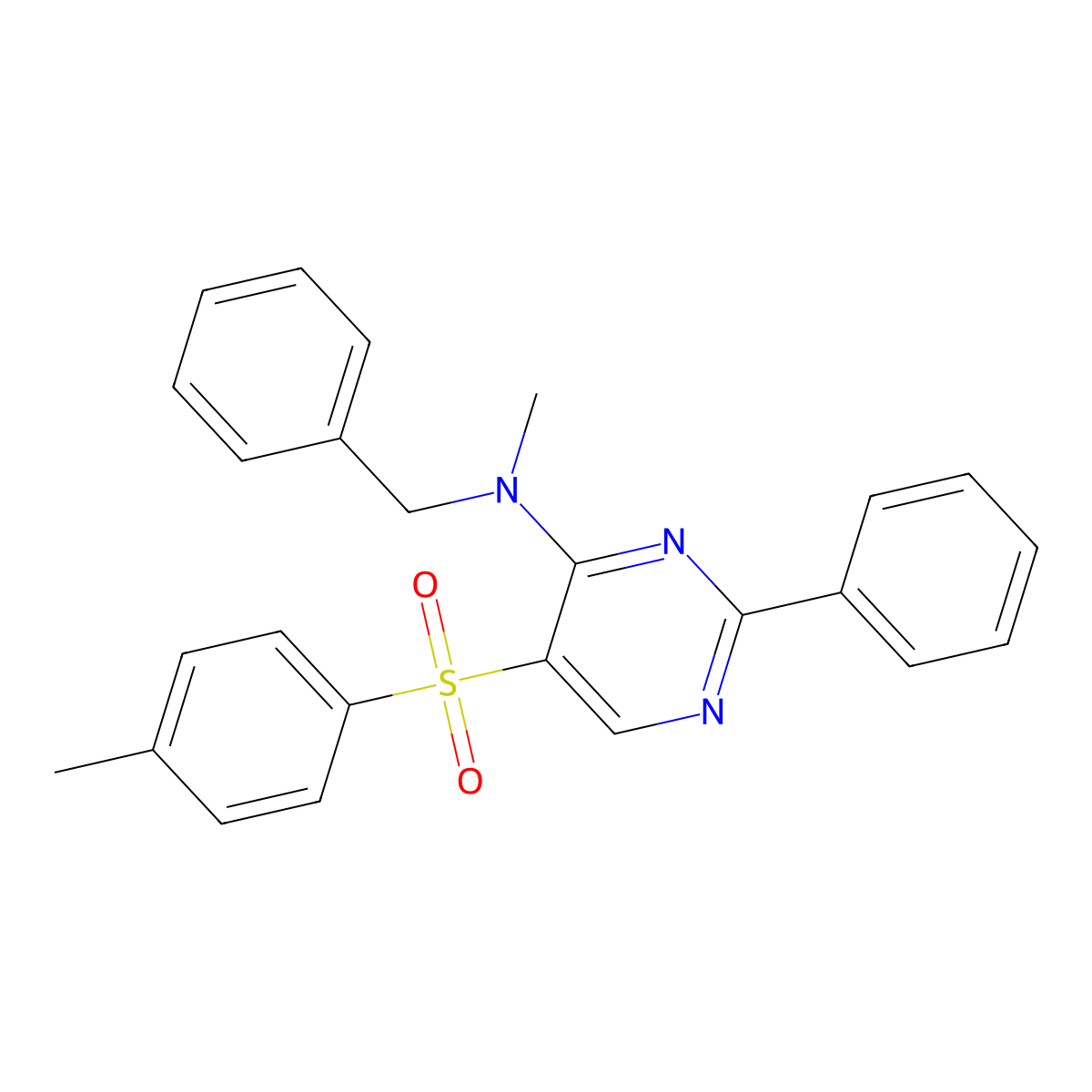 N-benzyl-N-methyl-5-[(4-methylphenyl)sulfonyl]-2-phenyl-4-pyrimidinamine molecular structure, CAS 478067-76-4
