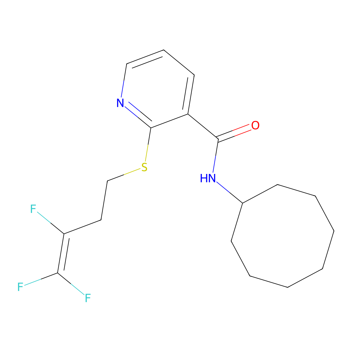 N-cyclooctyl-2-[(3,4,4-trifluoro-3-butenyl)sulfanyl]nicotinamide molecular structure, CAS 478067-85-5