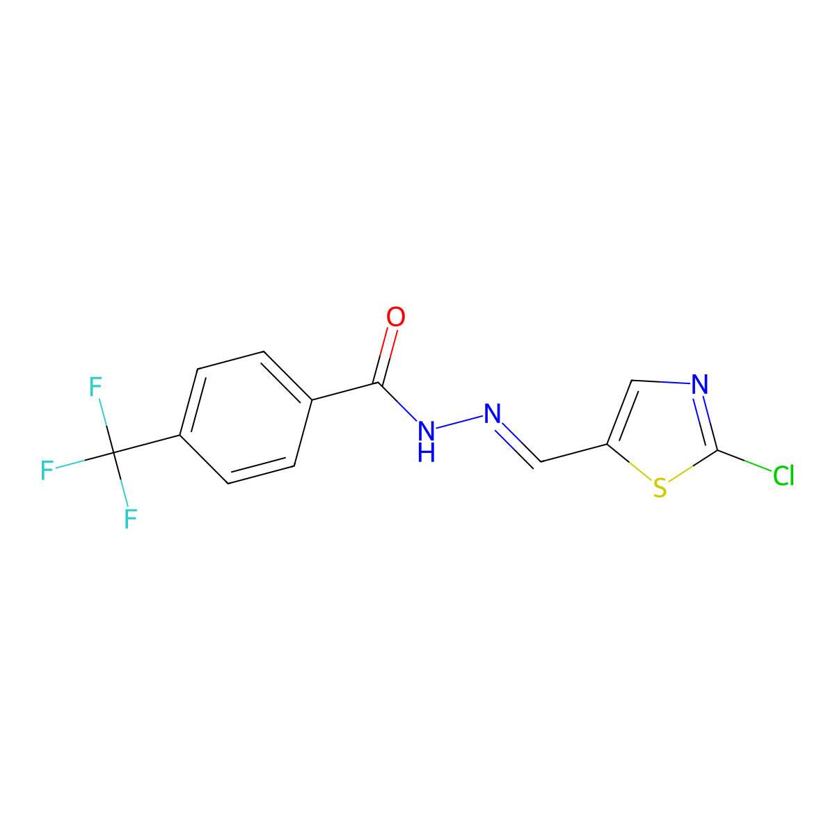 N'-[(1E)-(2-chloro-1,3-thiazol-5-yl)methylidene]-4-(trifluoromethyl)benzohydrazide molecular structure, CAS 478067-99-1
