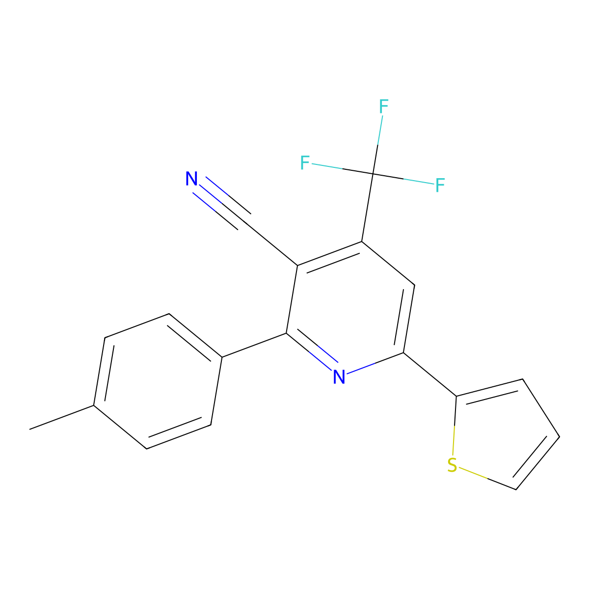 2-(4-Methylphenyl)-6-(2-thienyl)-4-(trifluoromethyl)nicotinonitrile molecular structure, CAS 478068-03-0