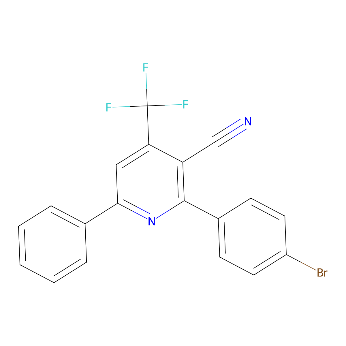 2-(4-Bromophenyl)-6-phenyl-4-(trifluoromethyl)pyridine-3-carbonitrile molecular structure, CAS 478068-10-9