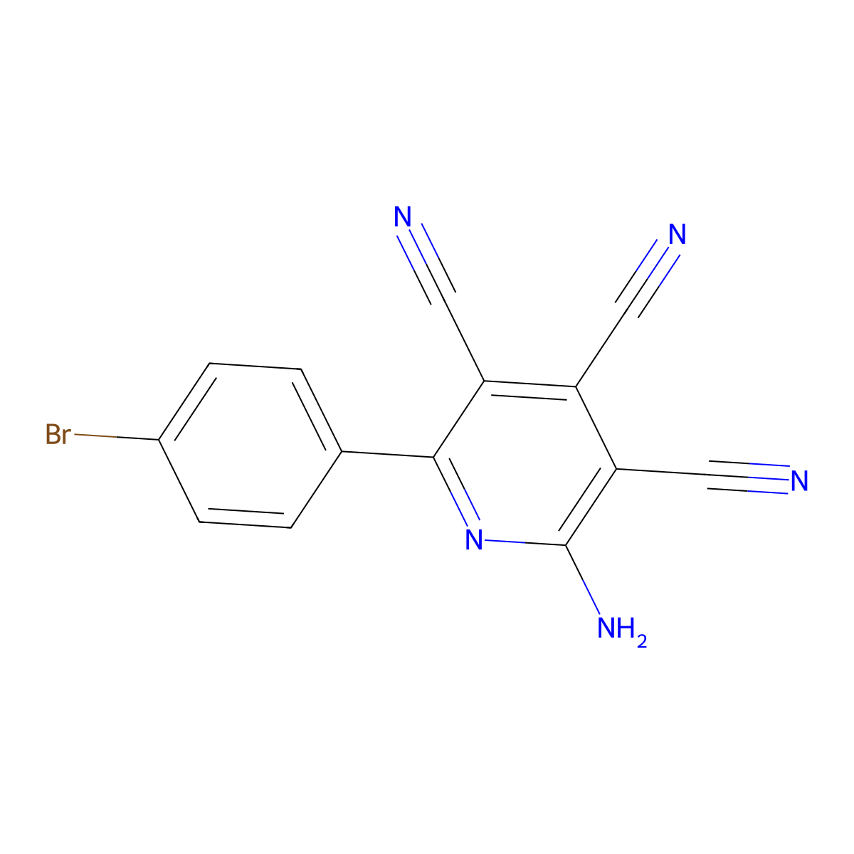 2-Amino-6-(4-bromophenyl)-3,4,5-pyridinetricarbonitrile molecular structure, CAS 478068-14-3