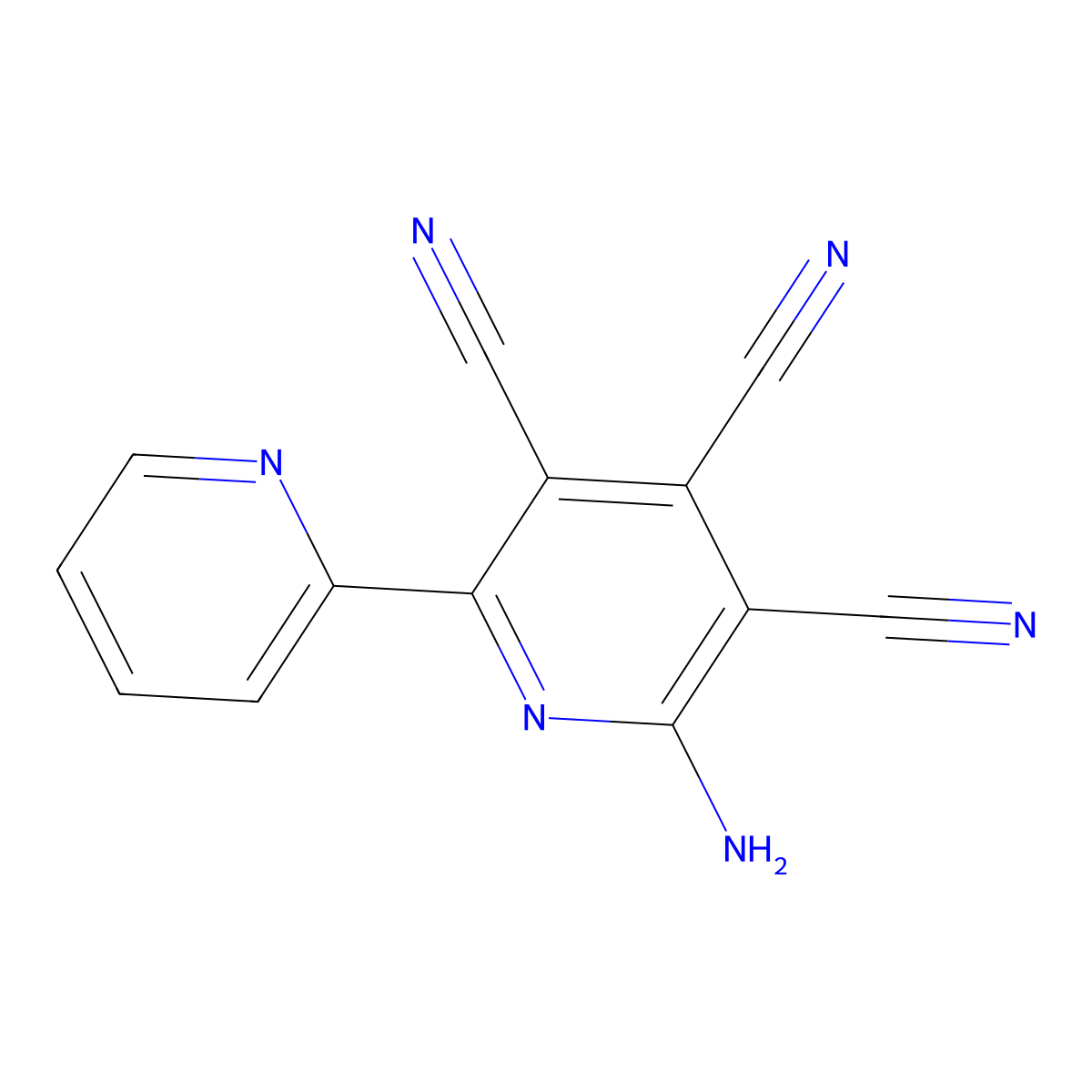 2-Amino-3,4,5-tricyano-6-(2-pyridyl)pyridine molecular structure, CAS 478076-83-4