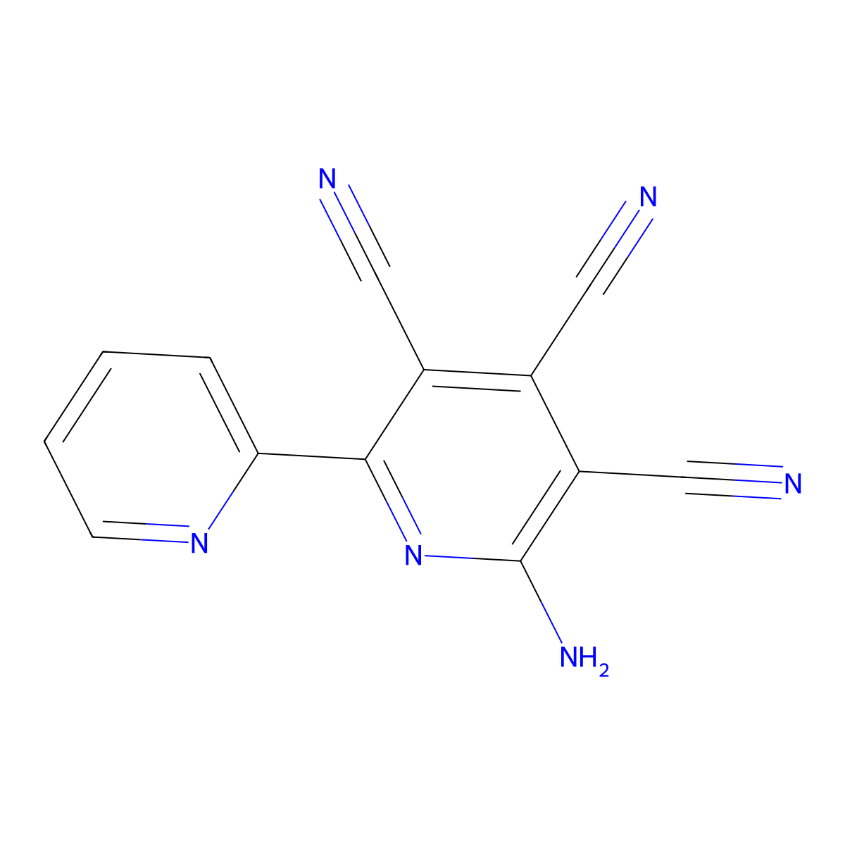 2-Amino-3,4,5-tricyano-6-(2-pyridyl)pyridine molecular structure, CAS 478076-83-4