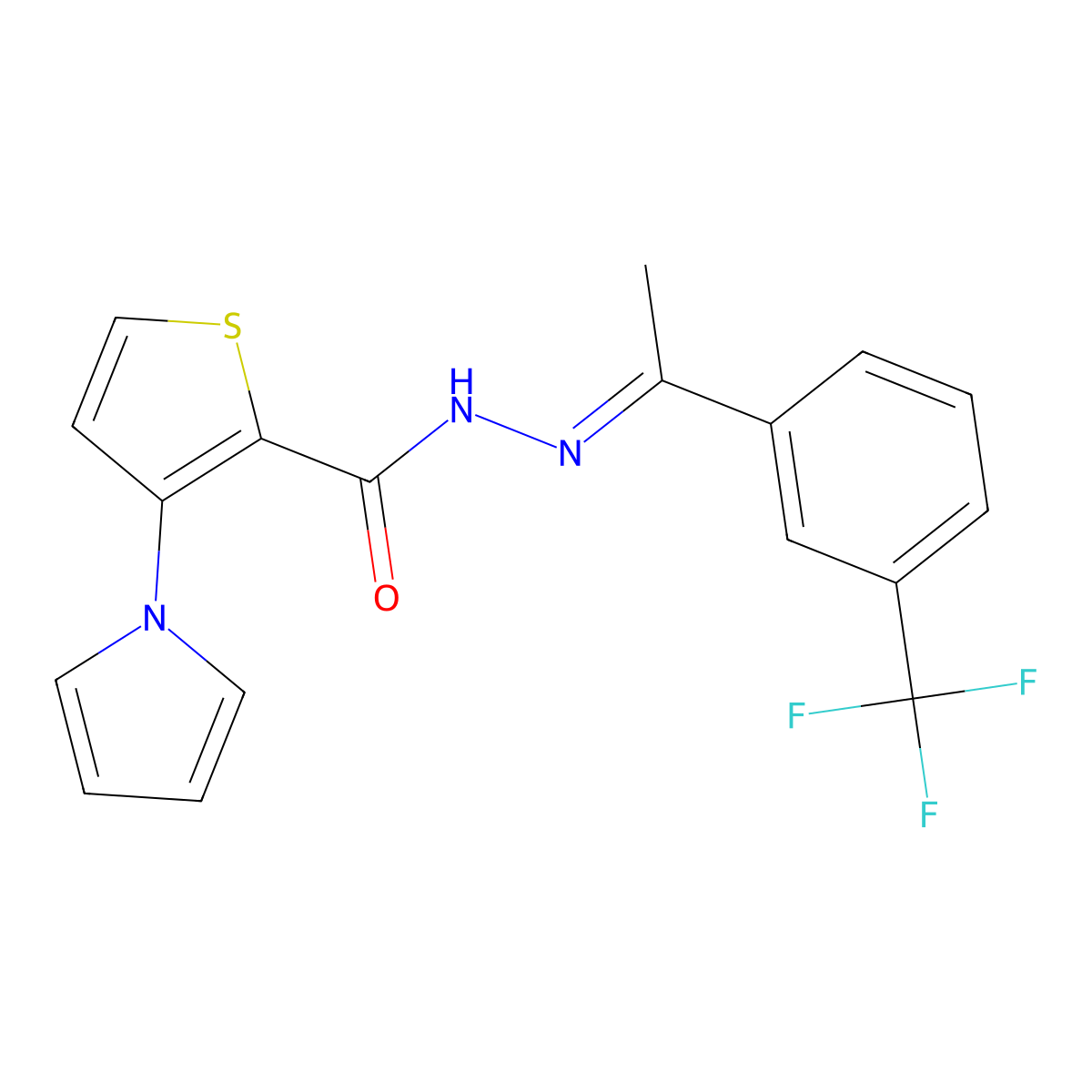 3-(1H-pyrrol-1-yl)-N'-{(E)-1-[3-(trifluoromethyl)phenyl]ethylidene}-2-thiophenecarbohydrazide molecular structure, CAS 478076-93-6
