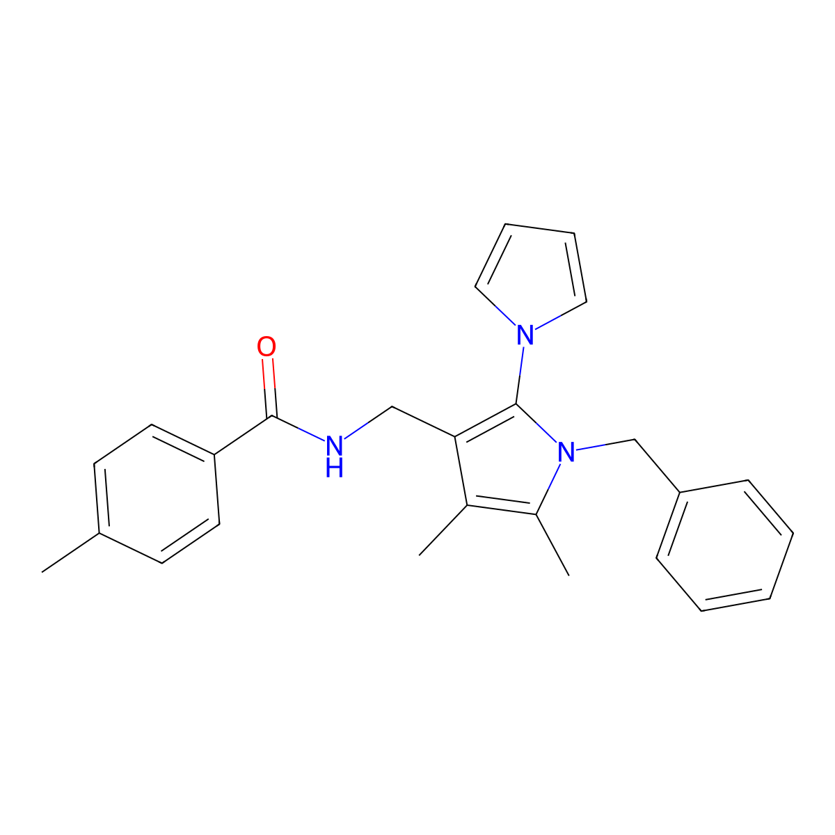 N-[(1-benzyl-4,5-dimethyl-2-pyrrol-1-ylpyrrol-3-yl)methyl]-4-methylbenzamide molecular structure, CAS 478076-96-9