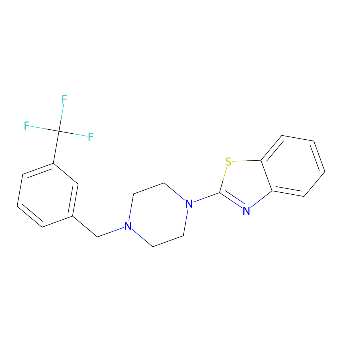 2-(4-{[3-(Trifluoromethyl)phenyl]methyl}piperazin-1-yl)-1,3-benzothiazole molecular structure, CAS 478077-00-8