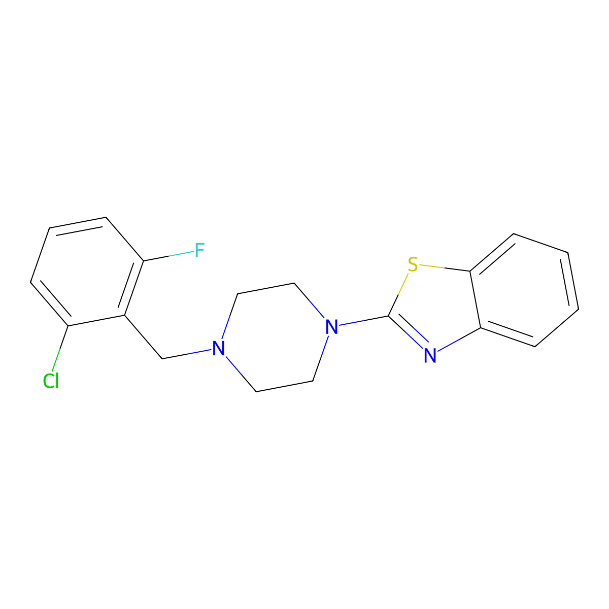 2-[4-(2-Chloro-6-fluorobenzyl)piperazino]-1,3-benzothiazole molecular structure, CAS 478077-01-9