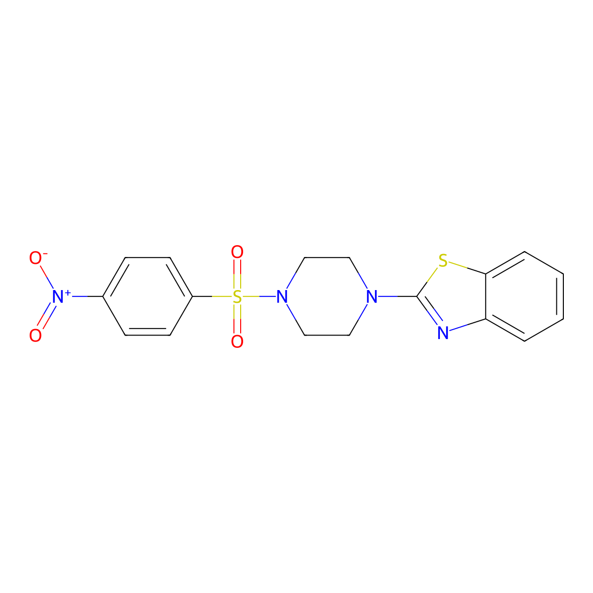 2-{4-[(4-Nitrophenyl)sulfonyl]piperazino}-1,3-benzothiazole molecular structure, CAS 478077-04-2