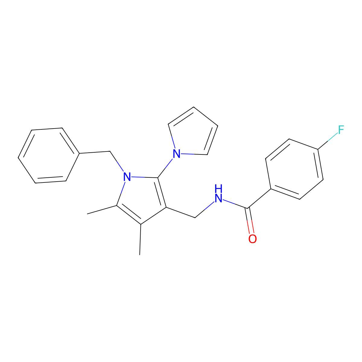 N-[(1-benzyl-4,5-dimethyl-2-pyrrol-1-ylpyrrol-3-yl)methyl]-4-fluorobenzamide molecular structure, CAS 478077-07-5