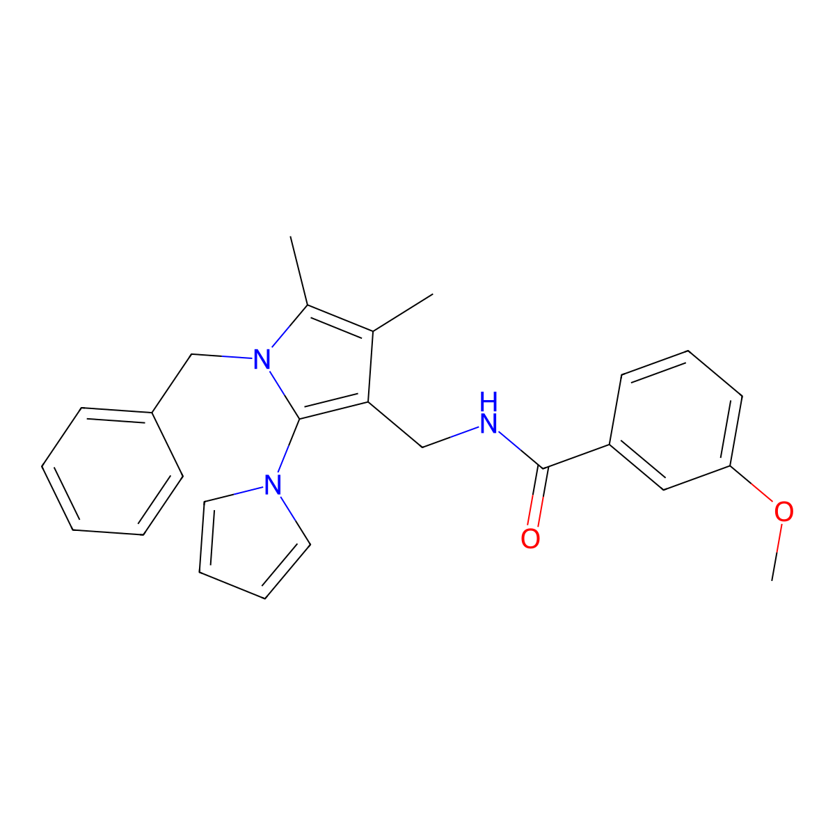 N-[(1-benzyl-4,5-dimethyl-2-pyrrol-1-ylpyrrol-3-yl)methyl]-3-methoxybenzamide molecular structure, CAS 478077-08-6