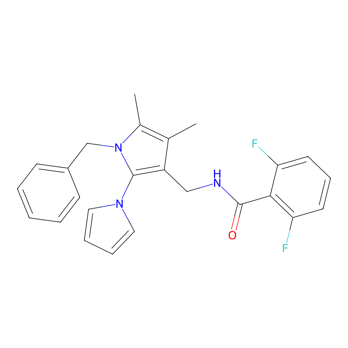 N-[(1-benzyl-4,5-dimethyl-2-pyrrol-1-ylpyrrol-3-yl)methyl]-2,6-difluorobenzamide molecular structure, CAS 478077-09-7