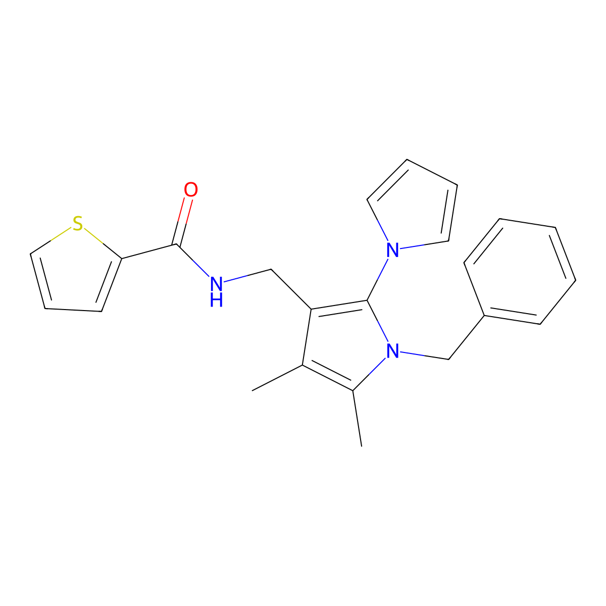 N-[(1-benzyl-4,5-dimethyl-2-pyrrol-1-ylpyrrol-3-yl)methyl]thiophene-2-carboxamide molecular structure, CAS 478077-10-0