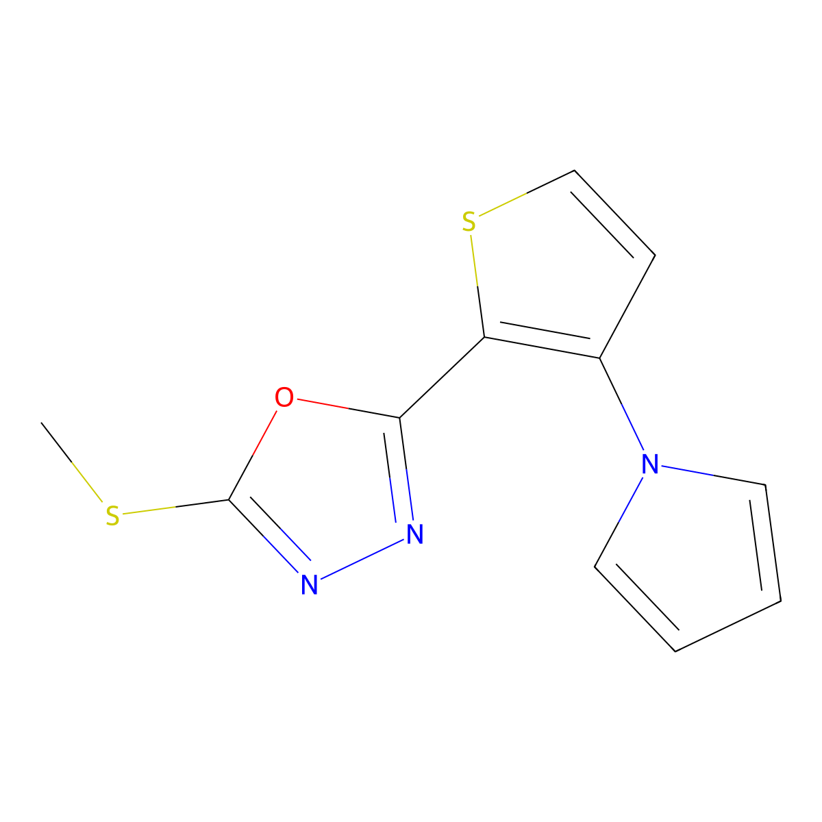 2-(methylsulfanyl)-5-[3-(1H-pyrrol-1-yl)-2-thienyl]-1,3,4-oxadiazole molecular structure, CAS 478077-11-1