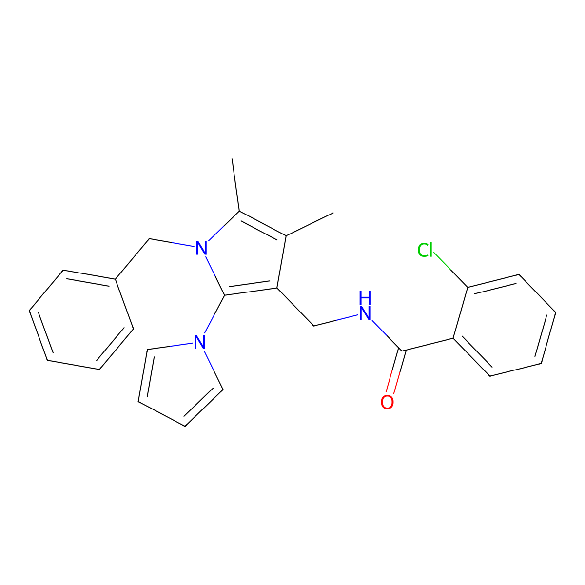 N-[(1-benzyl-4,5-dimethyl-2-pyrrol-1-ylpyrrol-3-yl)methyl]-2-chlorobenzamide molecular structure, CAS 478077-13-3