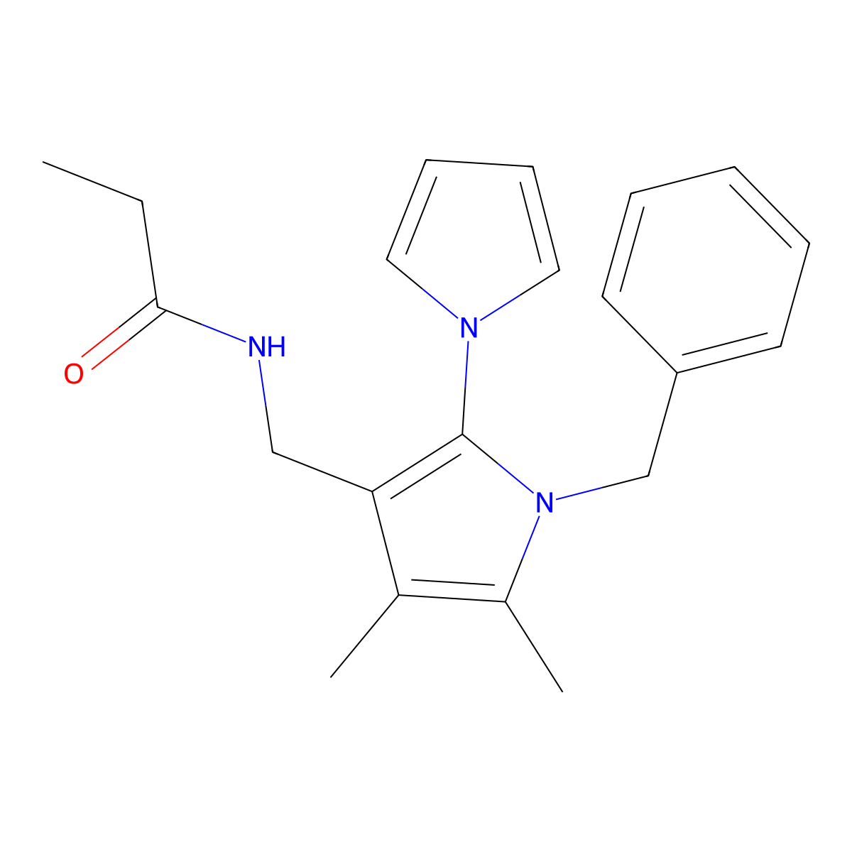 N-[(1-benzyl-4,5-dimethyl-2-pyrrol-1-ylpyrrol-3-yl)methyl]propanamide molecular structure, CAS 478077-14-4