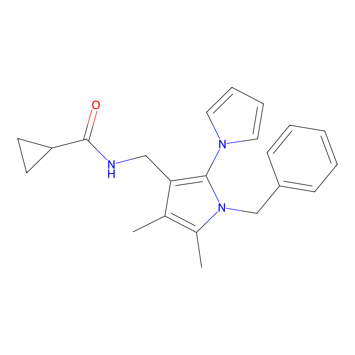 N-[(1-benzyl-4,5-dimethyl-2-pyrrol-1-ylpyrrol-3-yl)methyl]cyclopropanecarboxamide molecular structure, CAS 478077-15-5