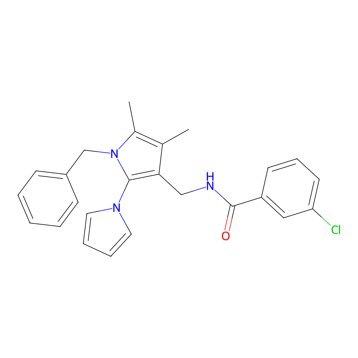 N-[(1-benzyl-4,5-dimethyl-2-pyrrol-1-ylpyrrol-3-yl)methyl]-3-chlorobenzamide molecular structure, CAS 478077-16-6