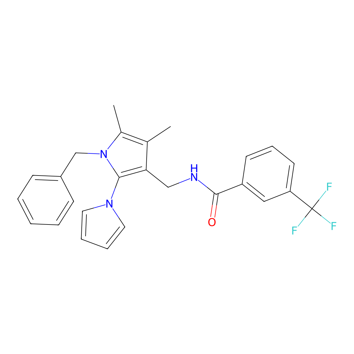 N-[(1-benzyl-4,5-dimethyl-2-pyrrol-1-ylpyrrol-3-yl)methyl]-3-(trifluoromethyl)benzamide molecular structure, CAS 478077-17-7