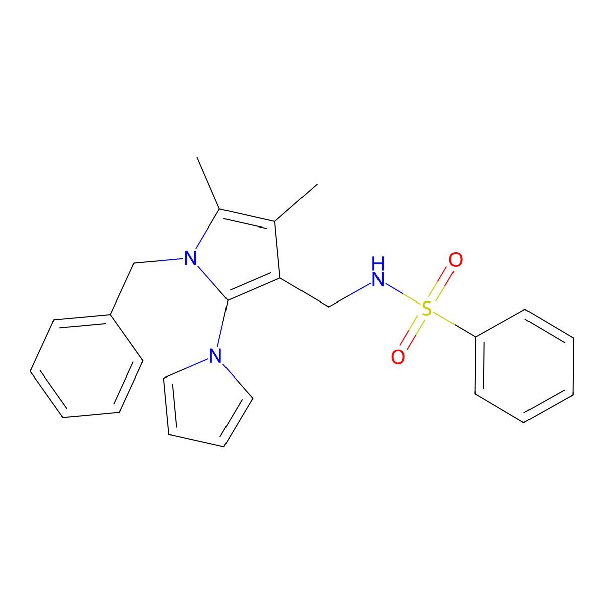 N-[(1-benzyl-4,5-dimethyl-2-pyrrol-1-ylpyrrol-3-yl)methyl]benzenesulfonamide molecular structure, CAS 478077-20-2