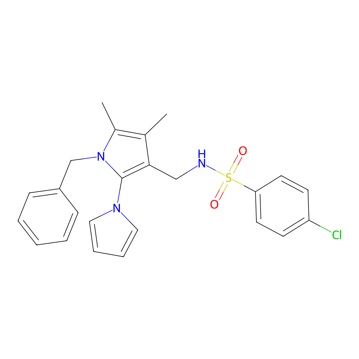 N-[(1-benzyl-4,5-dimethyl-2-pyrrol-1-ylpyrrol-3-yl)methyl]-4-chlorobenzenesulfonamide molecular structure, CAS 478077-21-3