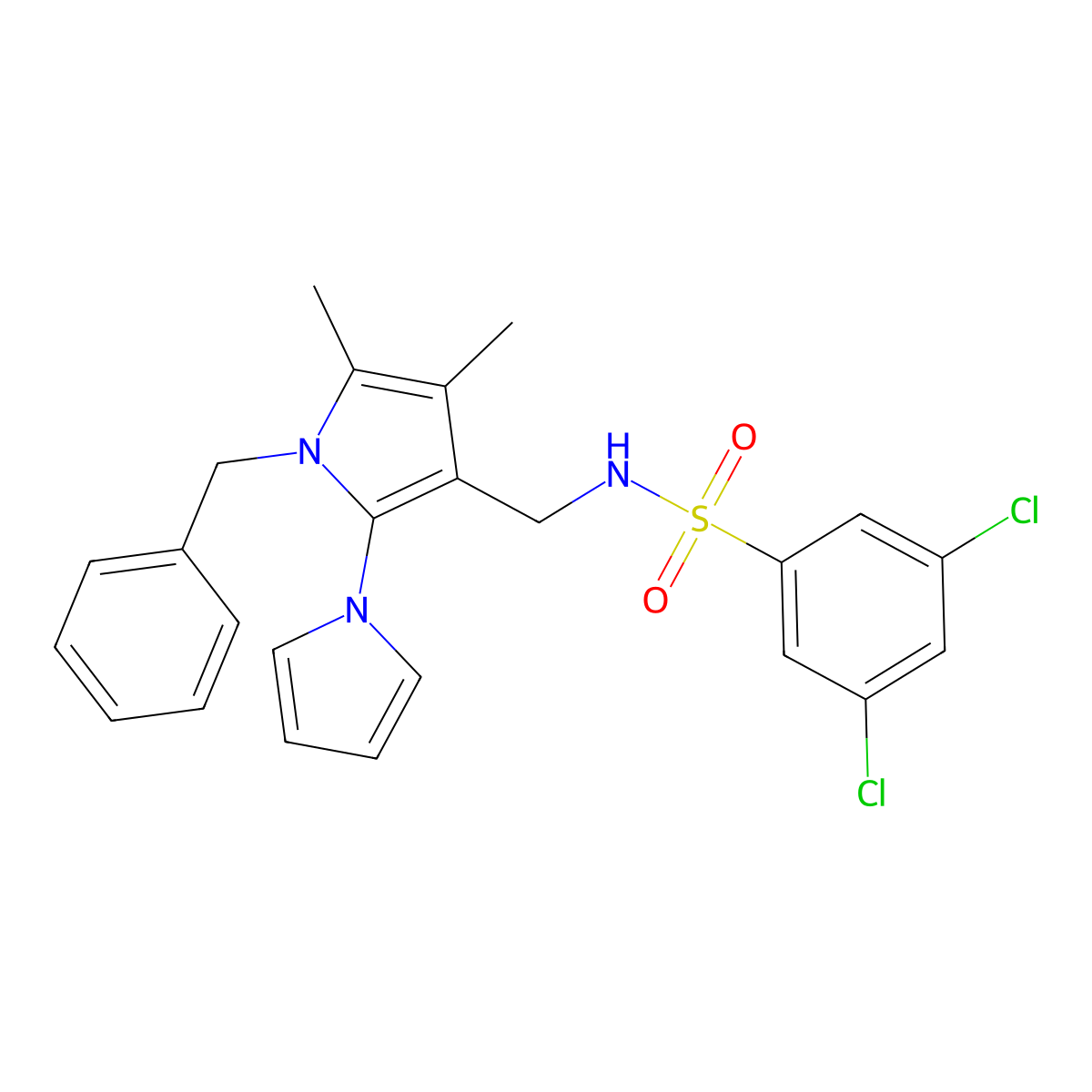 N-[(1-benzyl-4,5-dimethyl-2-pyrrol-1-ylpyrrol-3-yl)methyl]-3,5-dichlorobenzenesulfonamide molecular structure, CAS 478077-23-5