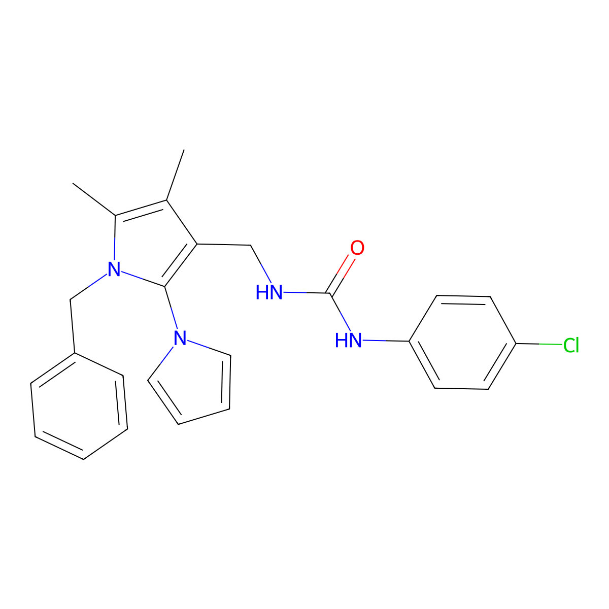 1-[(1-Benzyl-4,5-dimethyl-2-pyrrol-1-ylpyrrol-3-yl)methyl]-3-(4-chlorophenyl)urea molecular structure, CAS 478077-26-8