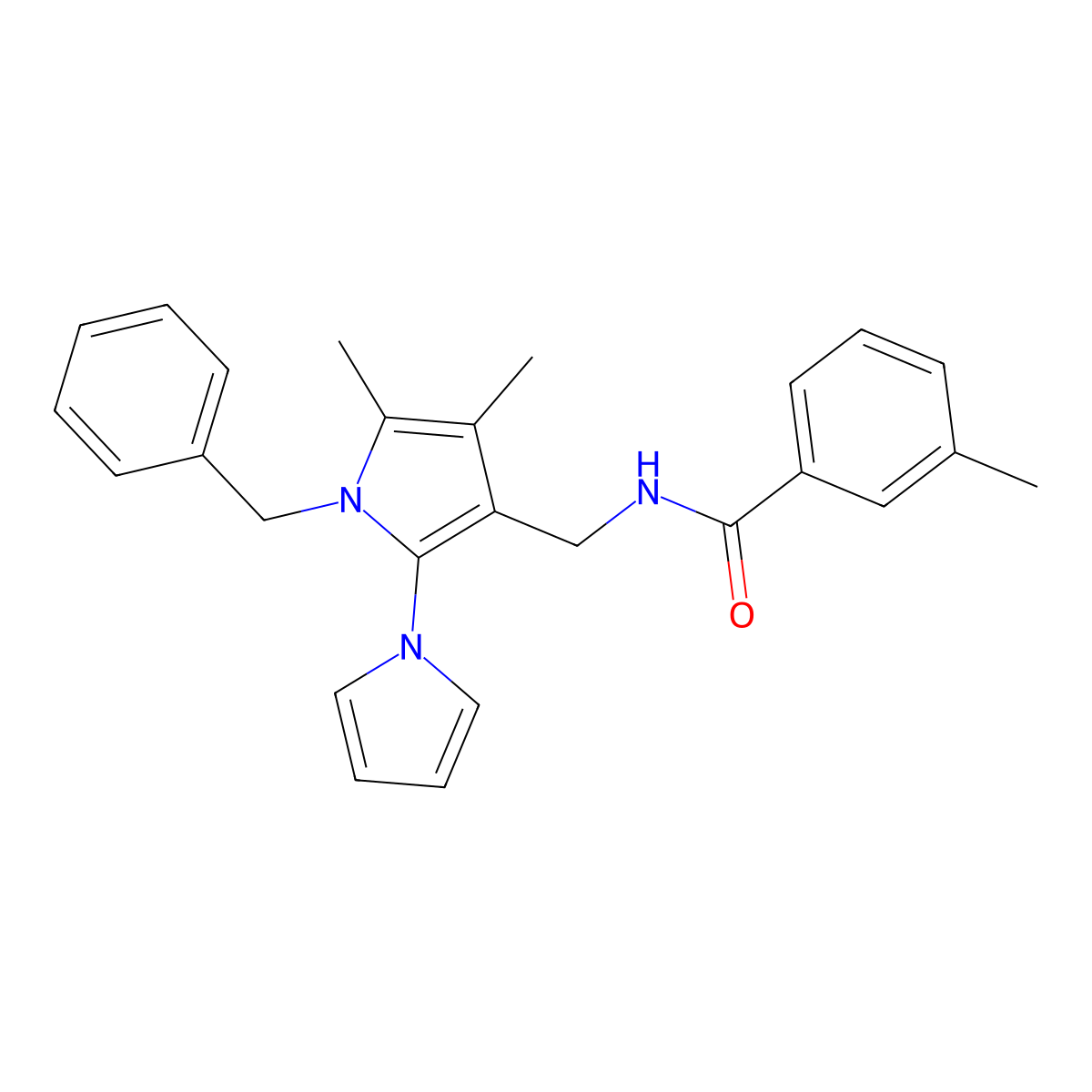 N-[(1-benzyl-4,5-dimethyl-2-pyrrol-1-ylpyrrol-3-yl)methyl]-3-methylbenzamide molecular structure, CAS 478077-36-0