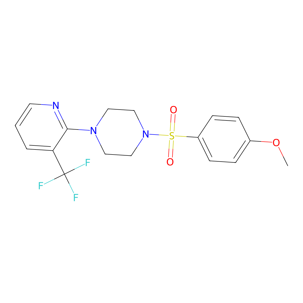1-(4-Methoxyphenyl)sulfonyl-4-[3-(trifluoromethyl)pyridin-2-yl]piperazine molecular structure, CAS 478077-41-7