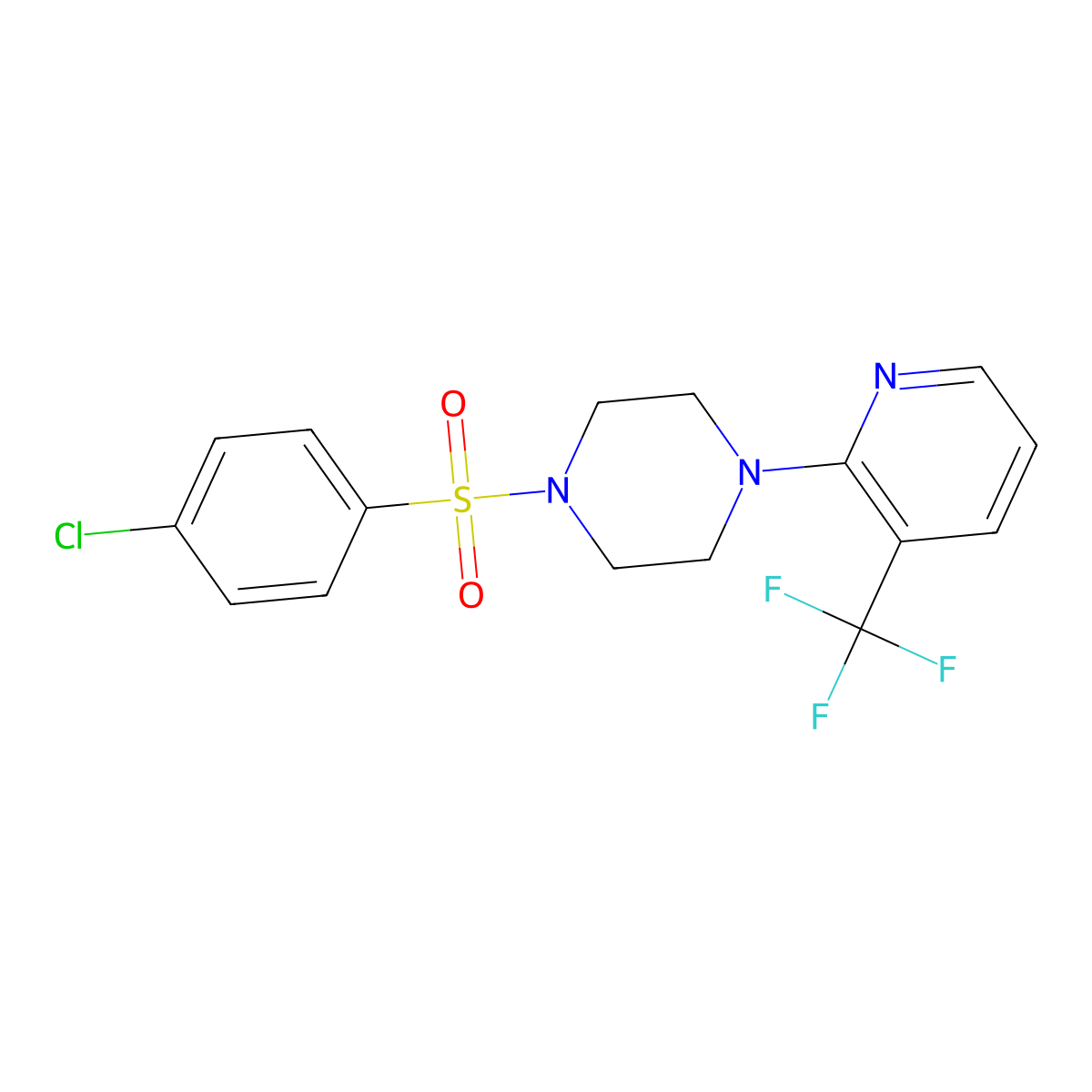 1-[(4-Chlorophenyl)sulfonyl]-4-[3-(trifluoromethyl)-2-pyridinyl]piperazine molecular structure, CAS 478077-42-8