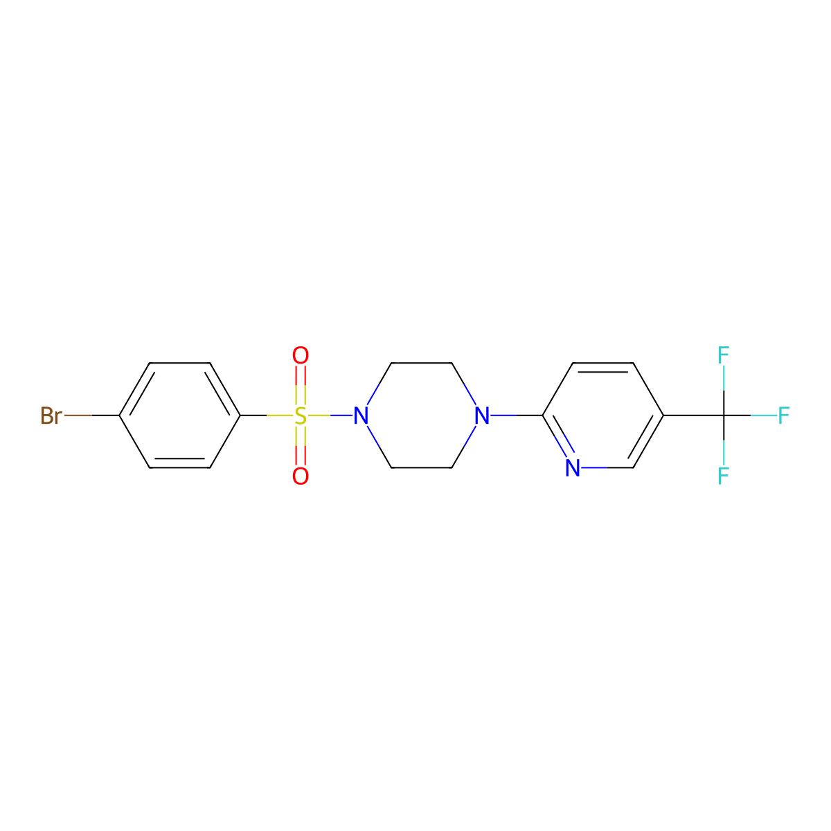 1-(4-Bromophenyl)sulfonyl-4-[5-(trifluoromethyl)pyridin-2-yl]piperazine molecular structure, CAS 478077-46-2