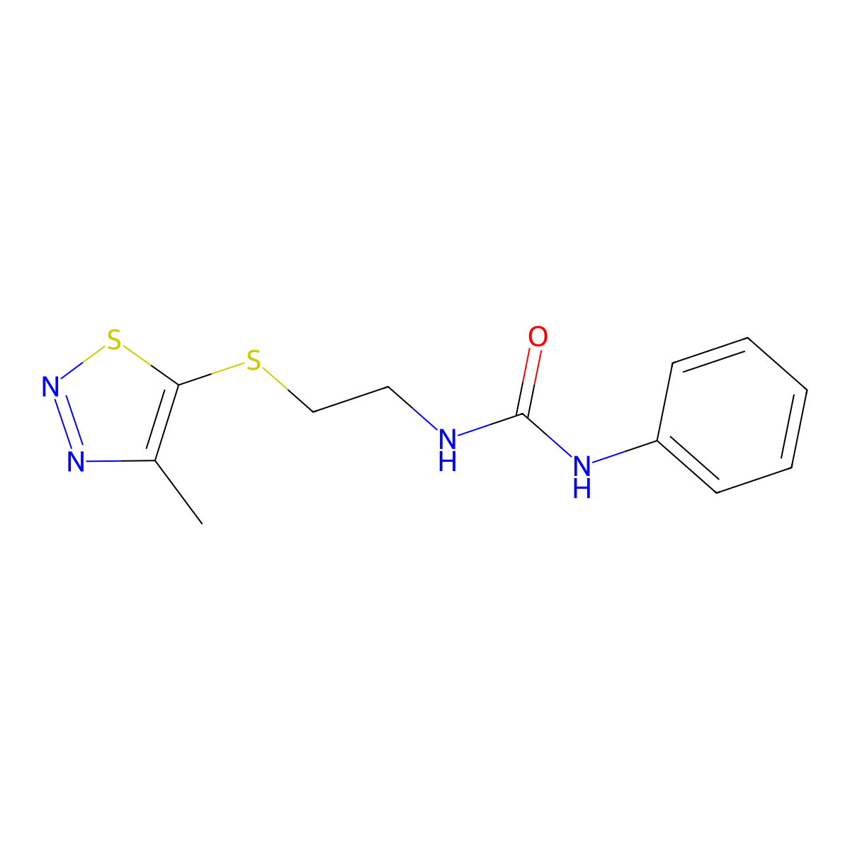 N-{2-[(4-methyl-1,2,3-thiadiazol-5-yl)sulfanyl]ethyl}-N'-phenylurea molecular structure, CAS 478077-54-2