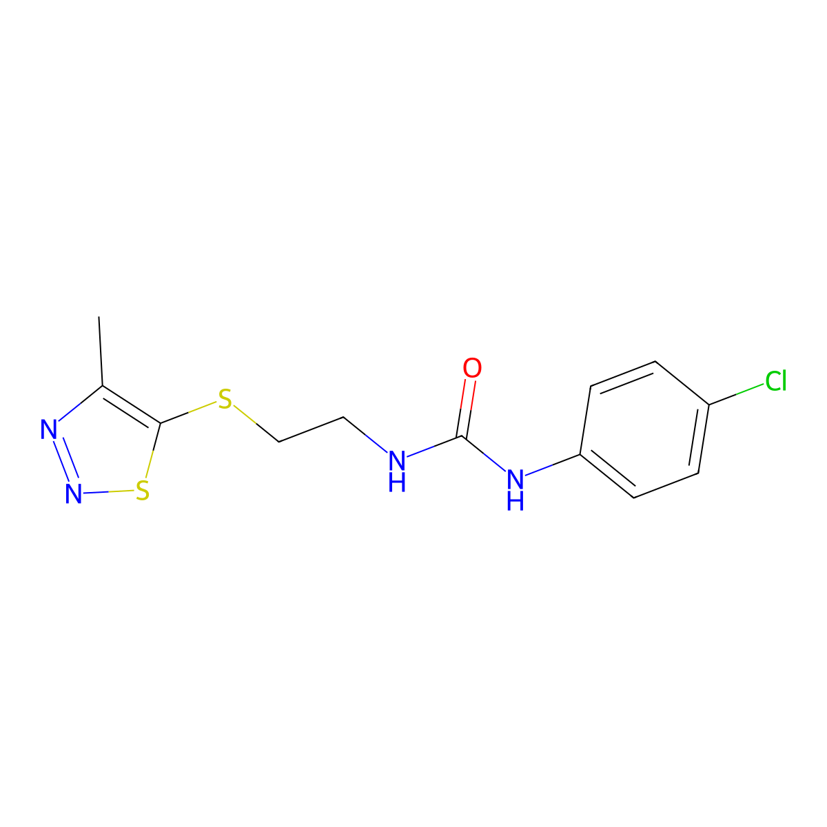 N-(4-chlorophenyl)-N'-{2-[(4-methyl-1,2,3-thiadiazol-5-yl)sulfanyl]ethyl}urea molecular structure, CAS 478077-55-3