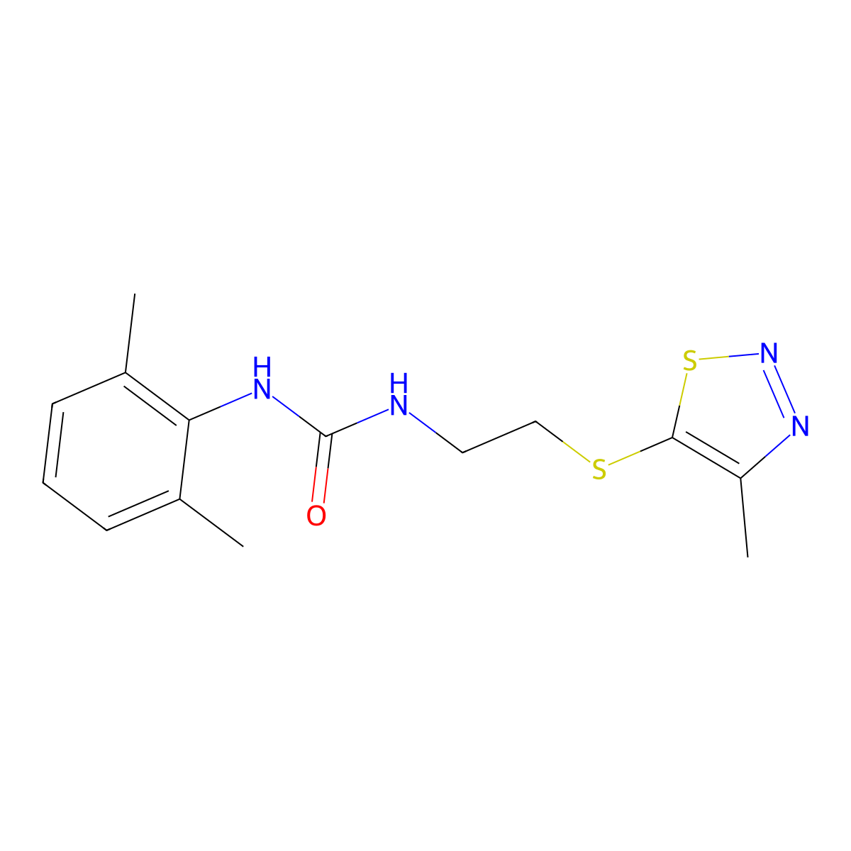 N-(2,6-dimethylphenyl)-N'-{2-[(4-methyl-1,2,3-thiadiazol-5-yl)sulfanyl]ethyl}urea molecular structure, CAS 478077-56-4