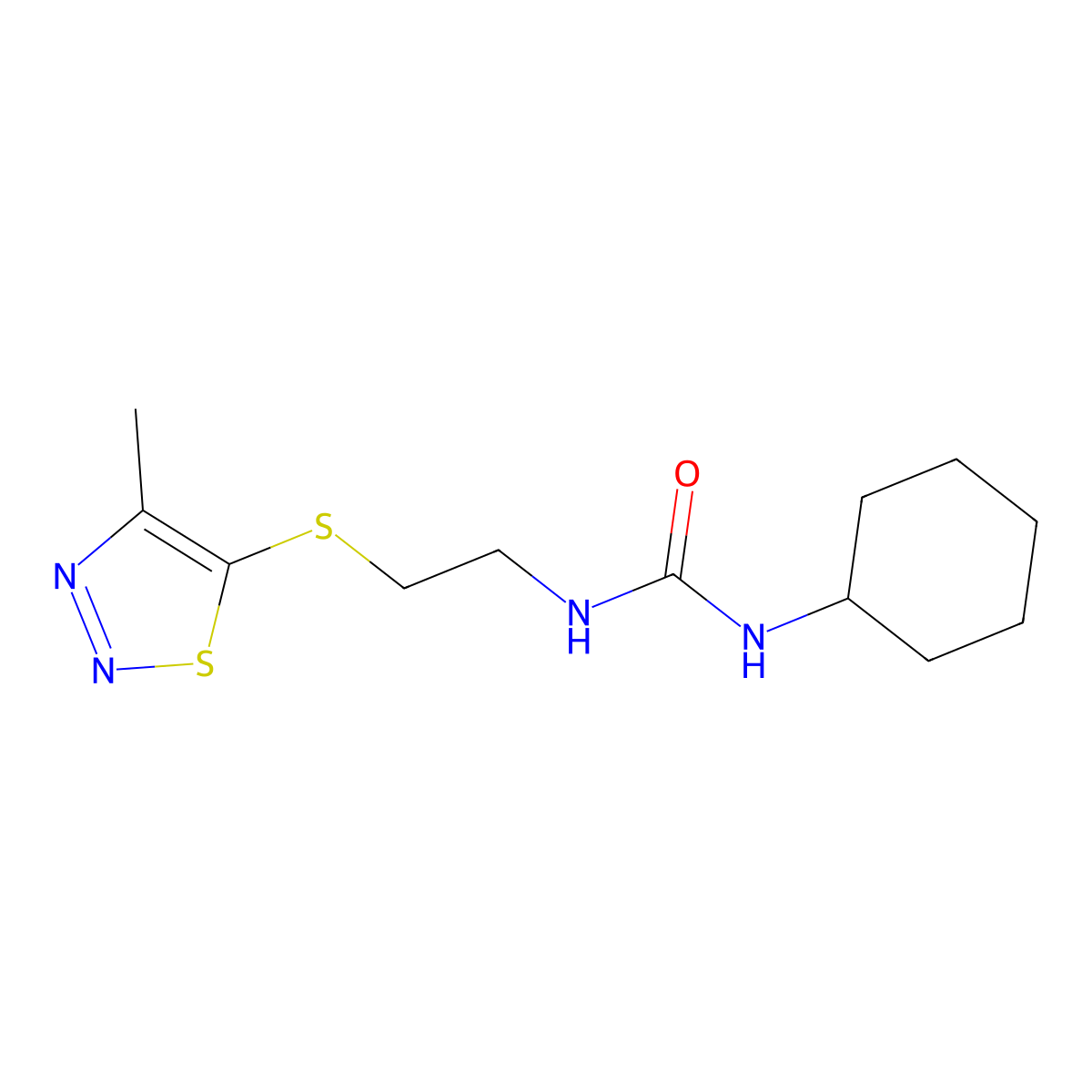 N-cyclohexyl-N'-{2-[(4-methyl-1,2,3-thiadiazol-5-yl)sulfanyl]ethyl}urea molecular structure, CAS 478077-57-5