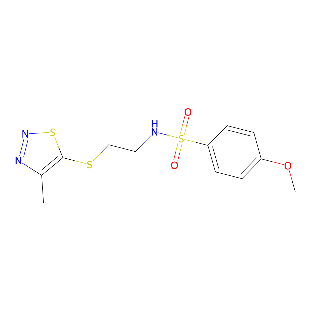 4-methoxy-N-{2-[(4-methyl-1,2,3-thiadiazol-5-yl)sulfanyl]ethyl}benzenesulfonamide molecular structure, CAS 478077-58-6