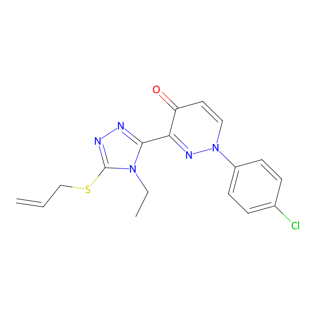 3-[5-(allylsulfanyl)-4-ethyl-4H-1,2,4-triazol-3-yl]-1-(4-chlorophenyl)-4(1H)-pyridazinone molecular structure, CAS 478077-59-7