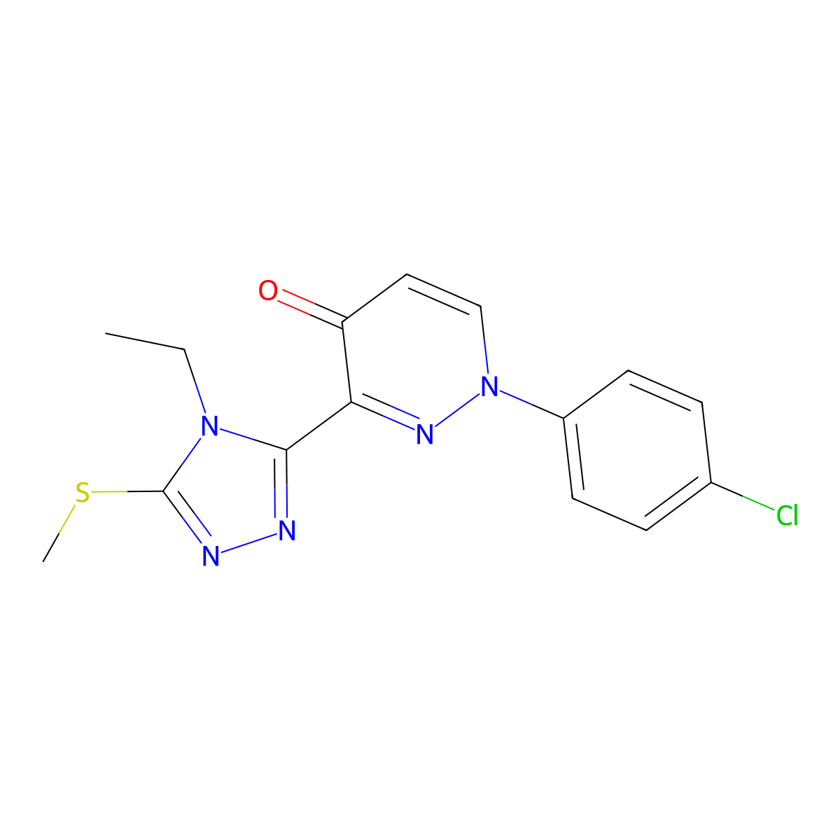 1-(4-chlorophenyl)-3-[4-ethyl-5-(methylsulfanyl)-4H-1,2,4-triazol-3-yl]-4(1H)-pyridazinone molecular structure, CAS 478077-60-0