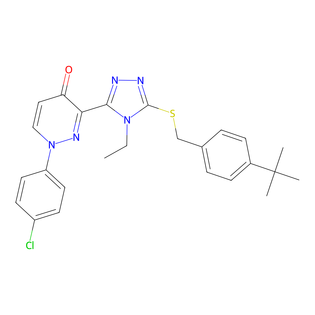 3-(5-{[4-(tert-butyl)benzyl]sulfanyl}-4-ethyl-4H-1,2,4-triazol-3-yl)-1-(4-chlorophenyl)-4(1H)-pyridazinone molecular structure, CAS 478077-64-4