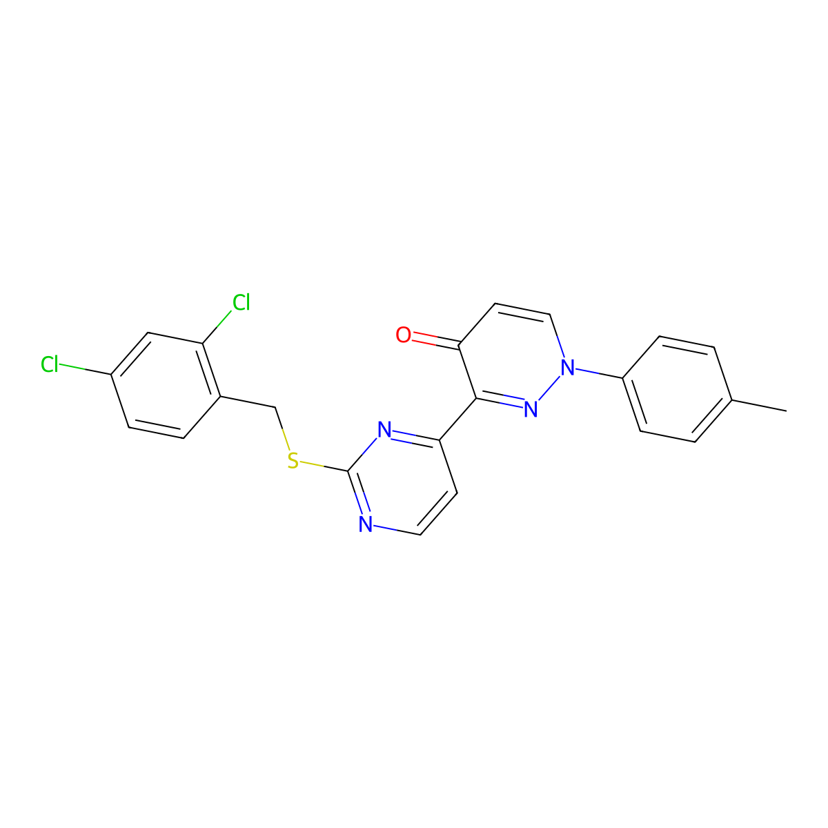 3-[2-[(2,4-Dichlorophenyl)methylsulfanyl]pyrimidin-4-yl]-1-(4-methylphenyl)pyridazin-4-one molecular structure, CAS 478077-67-7