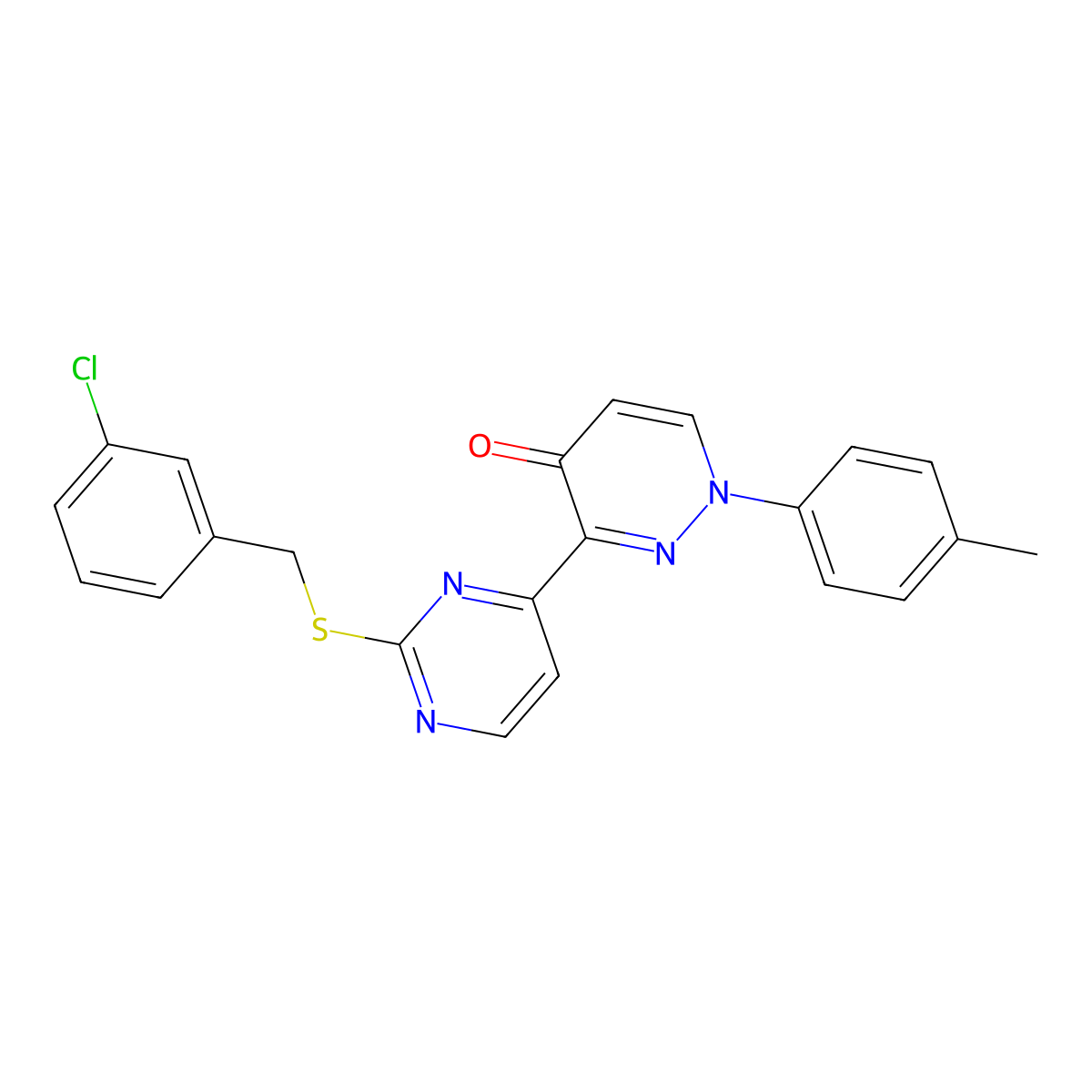 3-{2-[(3-chlorobenzyl)sulfanyl]-4-pyrimidinyl}-1-(4-methylphenyl)-4(1H)-pyridazinone molecular structure, CAS 478077-68-8