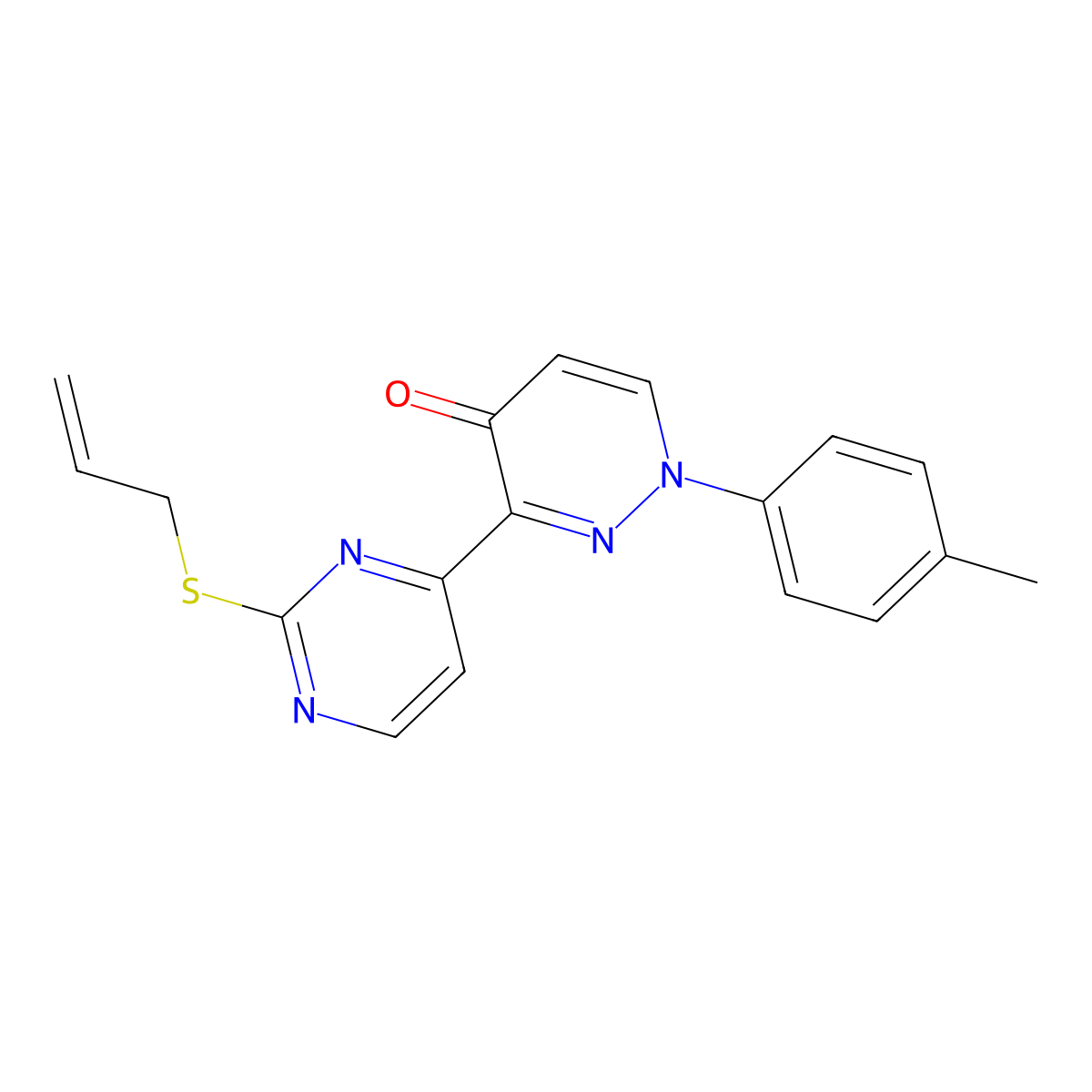 3-[2-(allylsulfanyl)-4-pyrimidinyl]-1-(4-methylphenyl)-4(1H)-pyridazinone molecular structure, CAS 478077-70-2