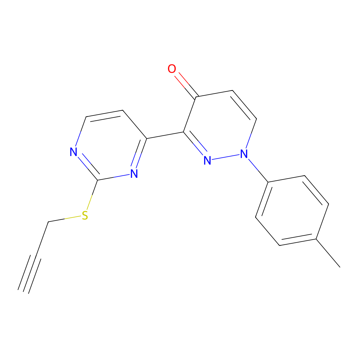 1-(4-methylphenyl)-3-[2-(2-propynylsulfanyl)-4-pyrimidinyl]-4(1H)-pyridazinone molecular structure, CAS 478077-71-3